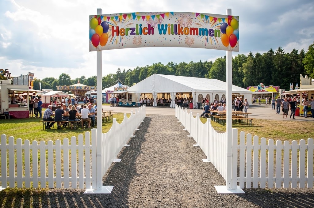 Eingangsbogen Herzlich Willkommen zum Festgelände