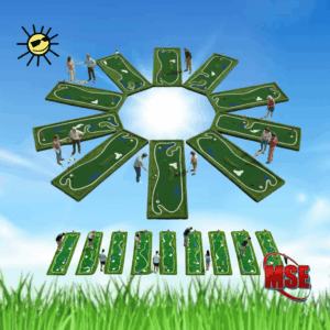 Minigolf Parcours mieten, Minigolfmatten-9er-Set leihen